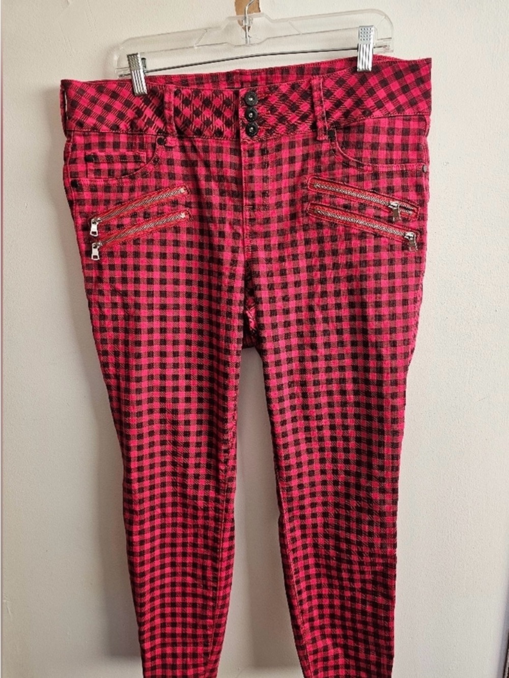 Torrid Size 18 Red and Black Plaid Skinny Jeans